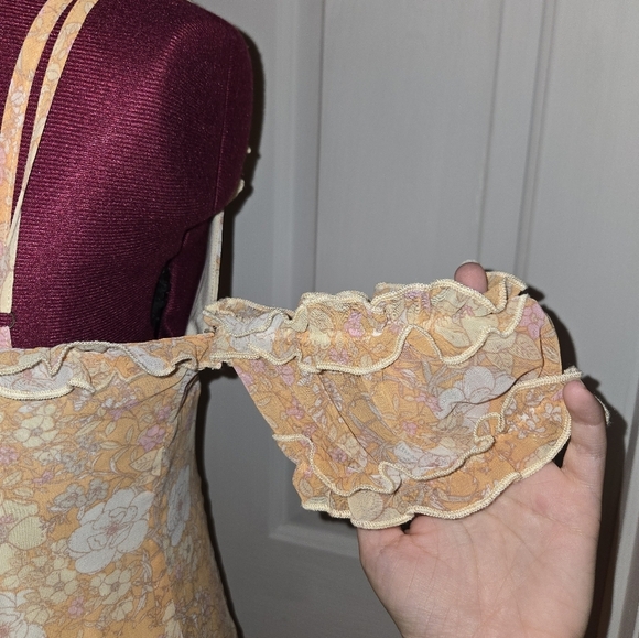 Le Lis Orange Floral Off Shoulder Ruffle Cami Mini Dress - Picture 6 of 7